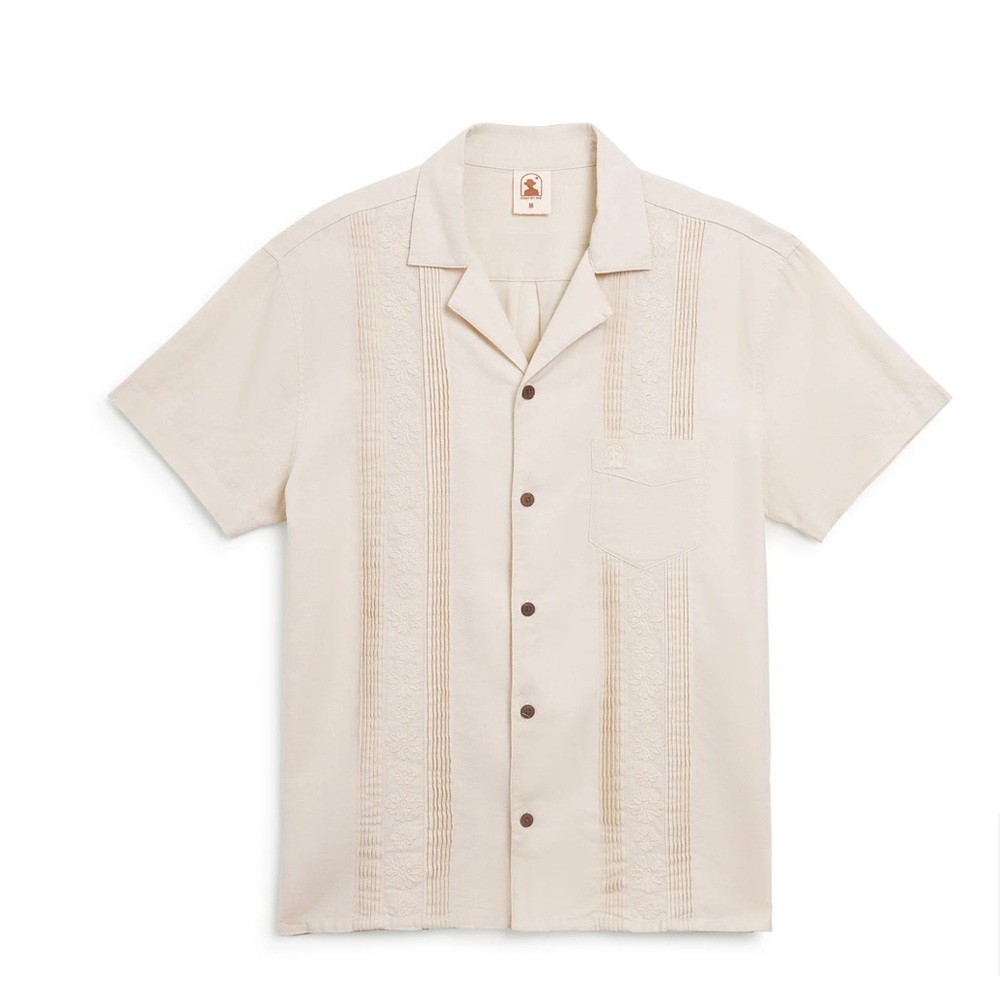 Dandy Del Mar The Brisa Linen Shirt Vintage Ivory White Mens Small